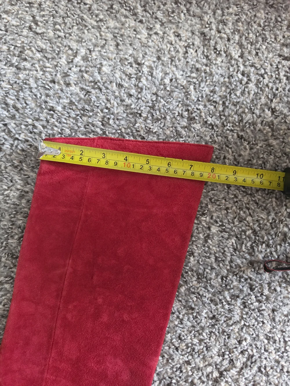 Vintage Red Suede Knee High Slouch Boots Made in Yugoslavia Size 8M Bow Accent